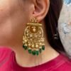Handcrafted Kundan earrings party wear with white pearl design 18 carat gold plated