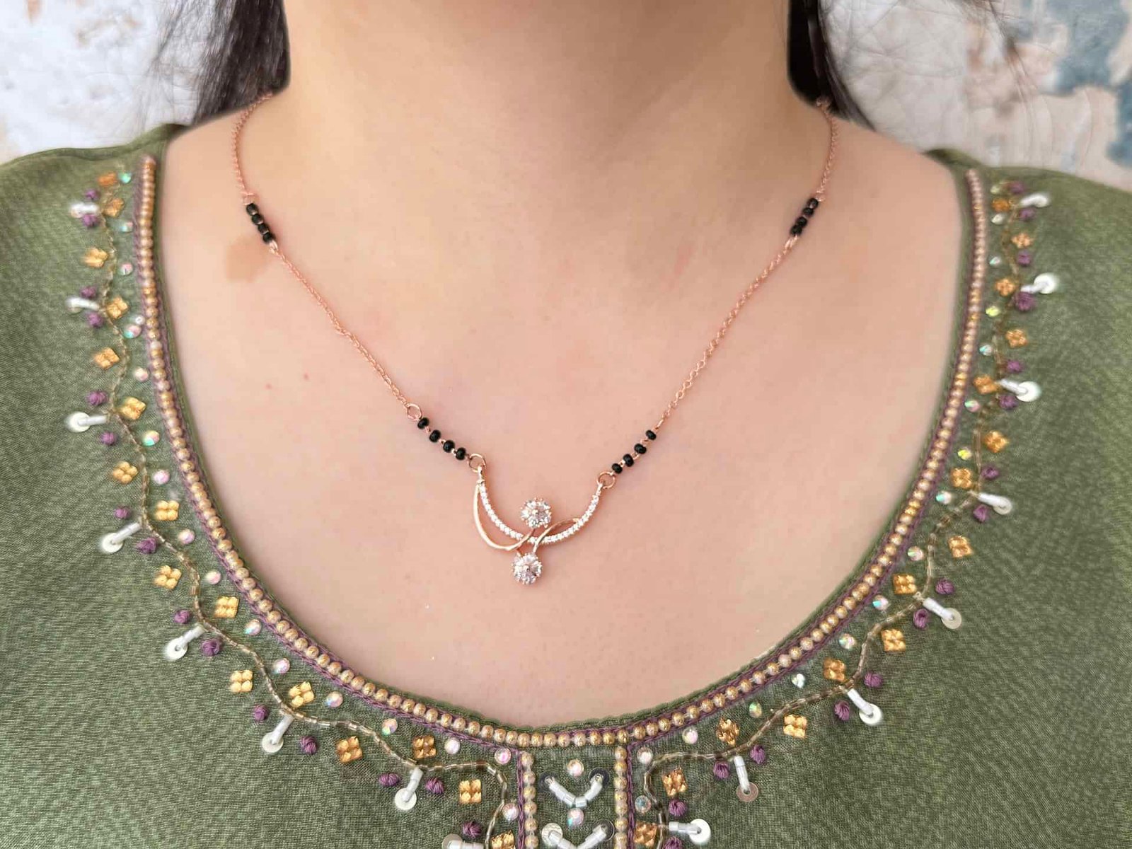 Handcrafted gold plated mangalsutra for daily wear