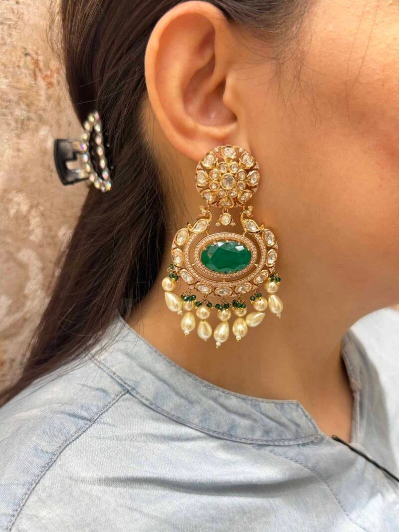 Handcrafted 18-carat gold plated Kundan style Earrings