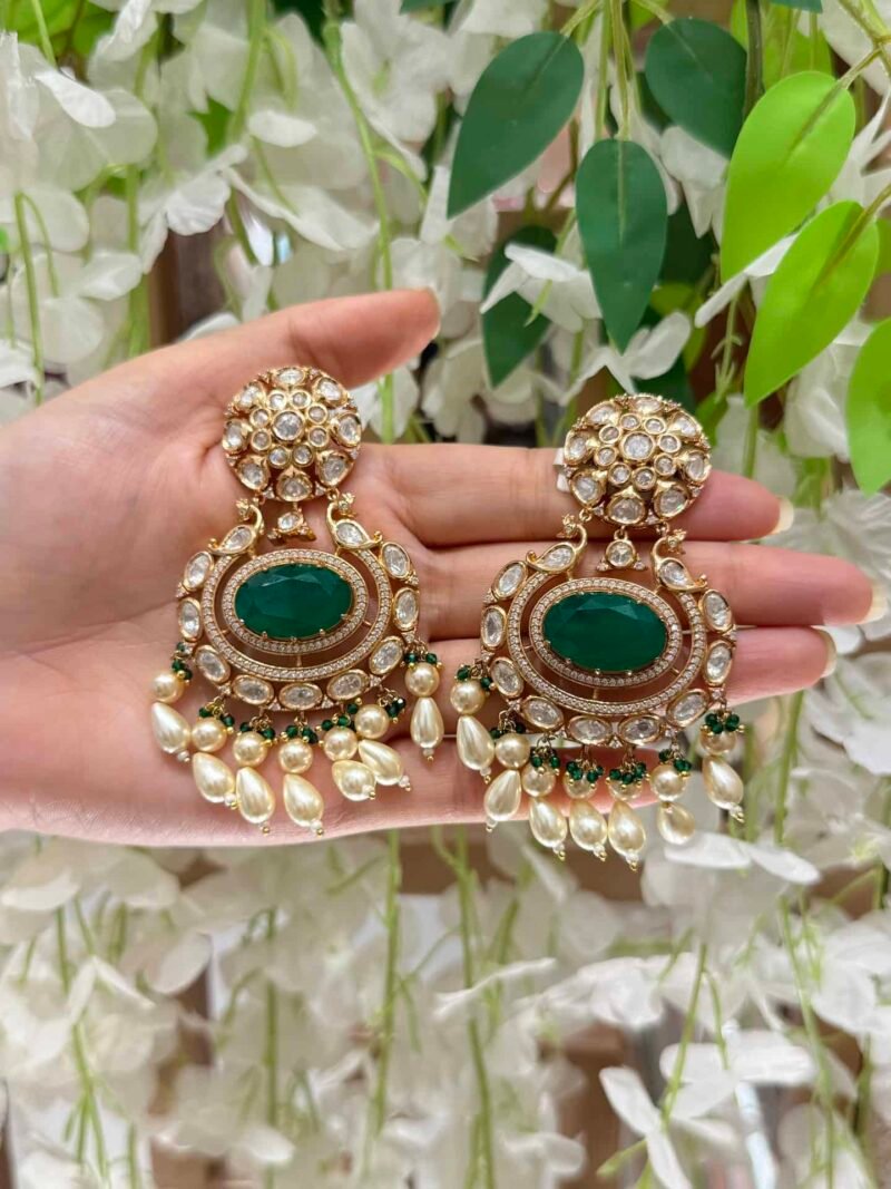 Handcrafted 18-carat gold plated Kundan style Earrings - Image 2