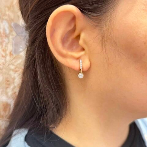 Handcrafted 18-carat gold plated round hanging earrings daily wear