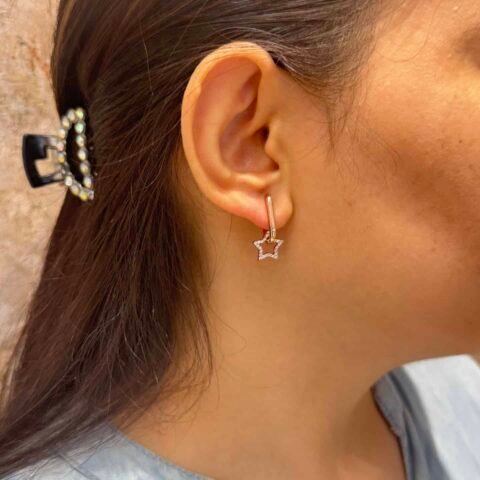 Anti Tranish 18-carat gold plated Hanging Star shaped earrings daily wear