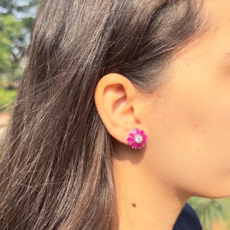 Handcrafted Floral Design Stud Earrings for a Feminine Touch - Image 2