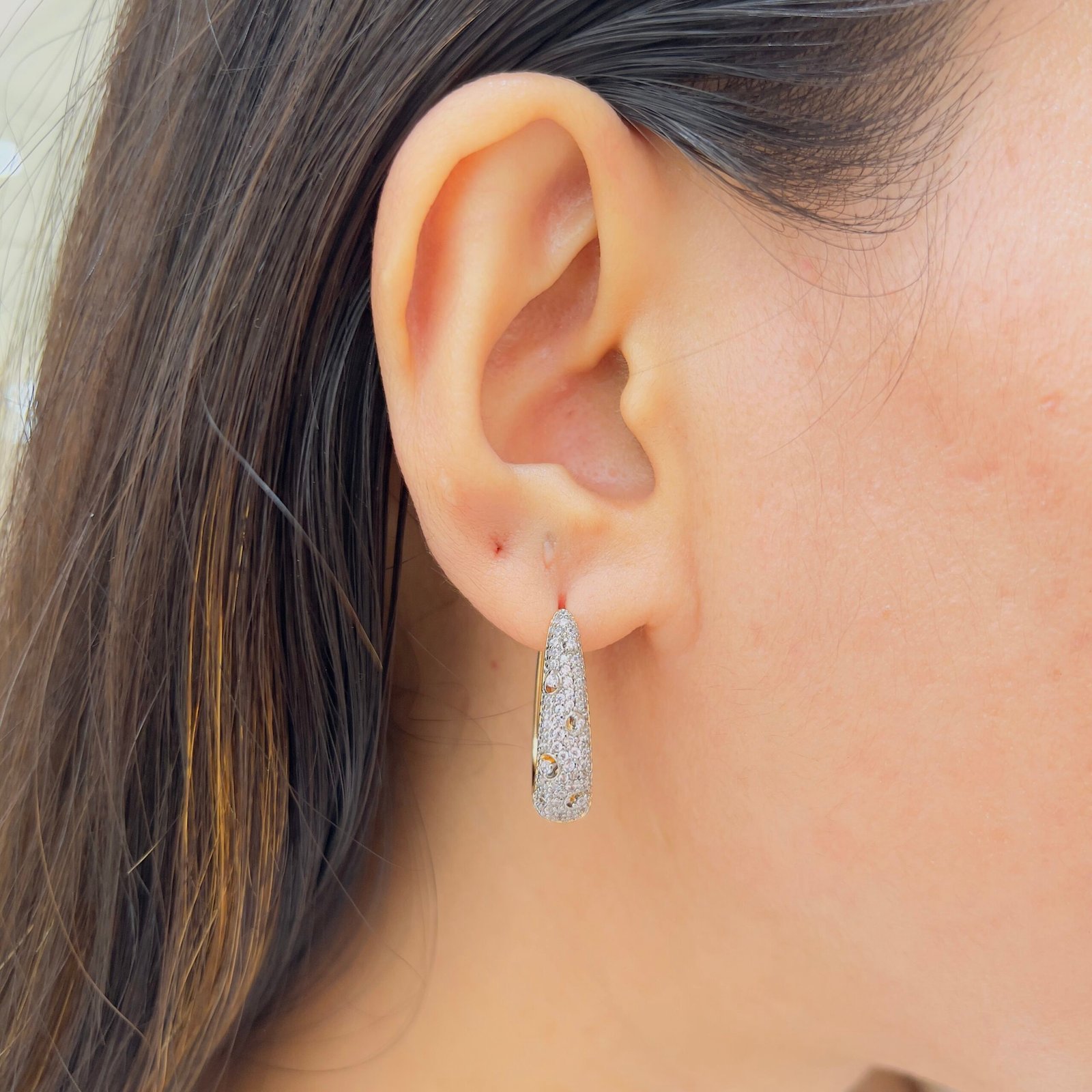 Daily Wear Gold-Plated Earrings with Beautiful Shiny Stone Detailing