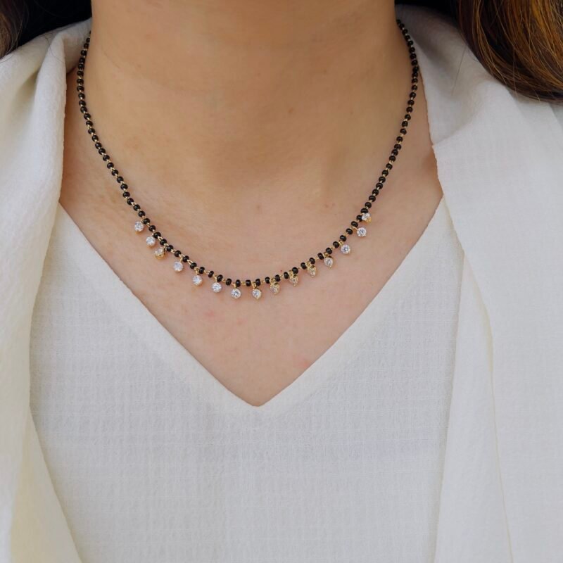 Stylish 18k Gold-Plated Black Beads Chain for Modern Women - Pandoras ...