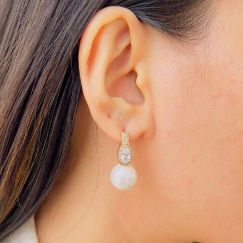 Office Perfect 18K Gold Earrings with Shiny Elegant Finish