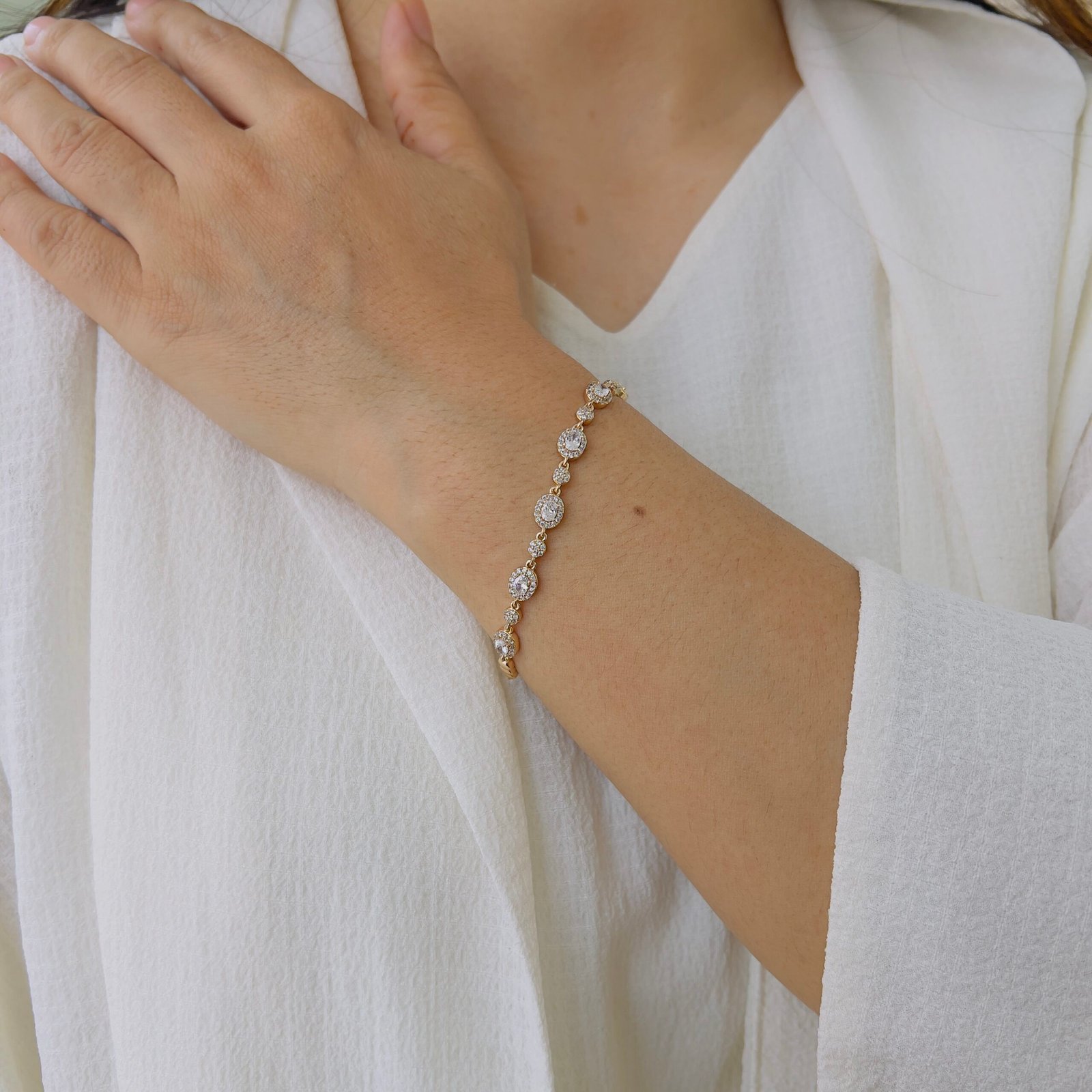 18K Gold Plated Oval Sparkle Bracelet