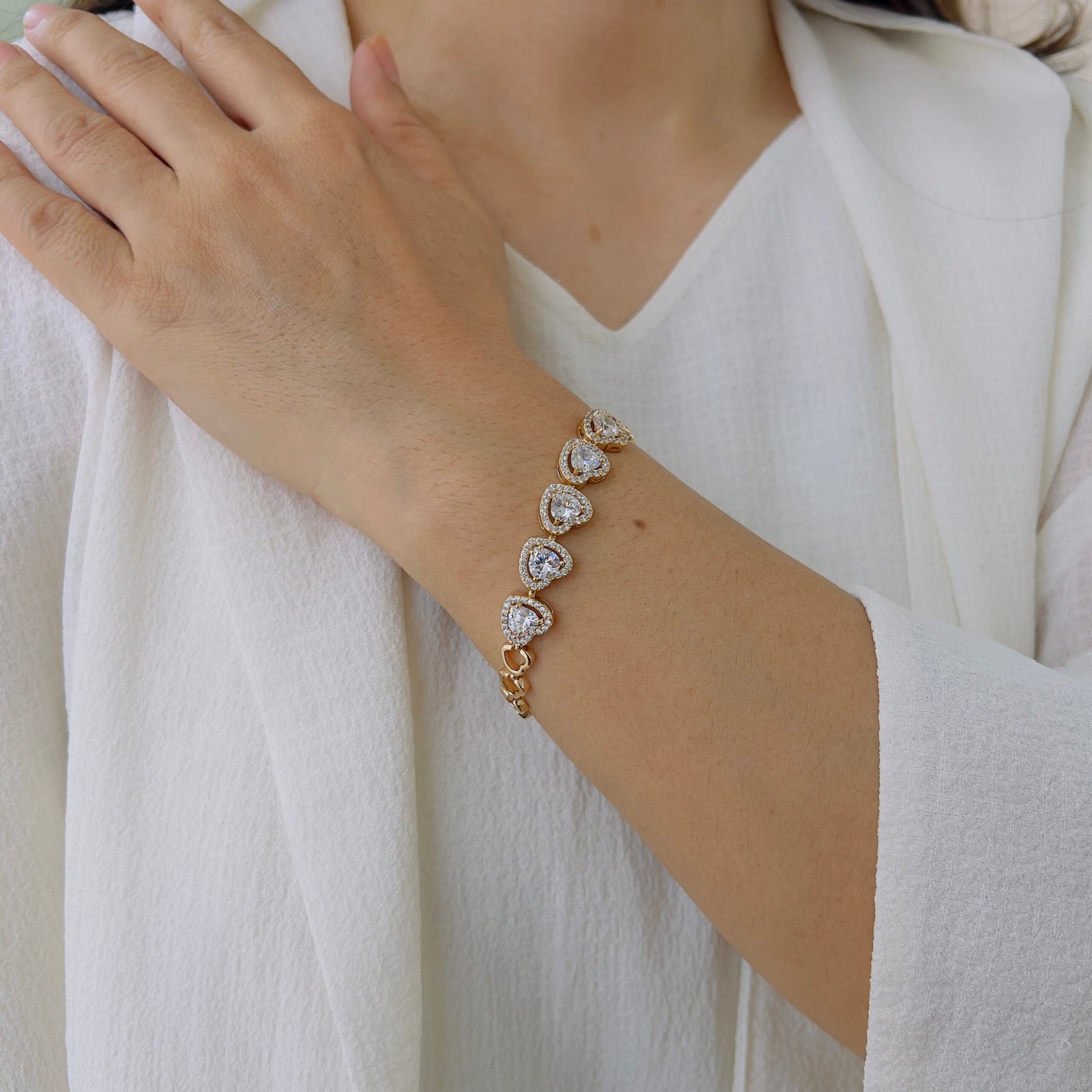 18K Gold Plated Heartstone Sparkle Bracelet