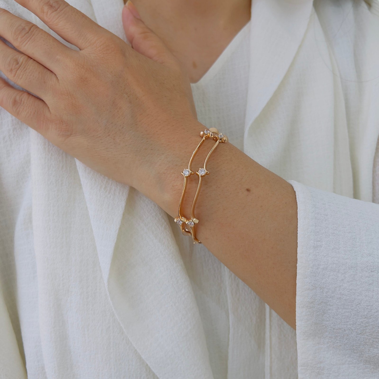 Premium Anti-Tarnish Twin-Line Bangle - Image 3