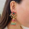 Royal Jadau Jhumka Earrings with Ruby Stones and Pearls