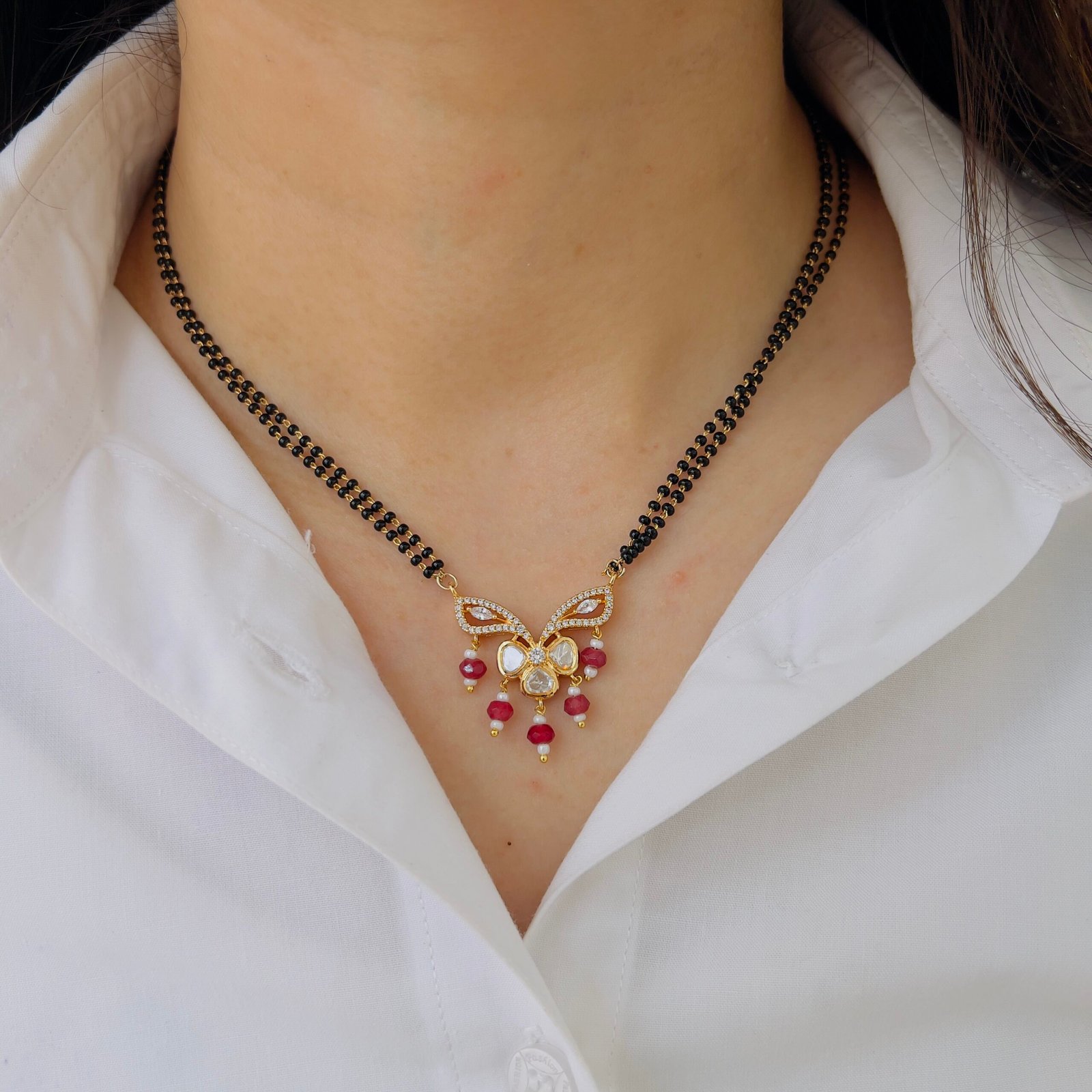 Timeless Beauty with Anti-Tarnish Shiny Stone Mangalsutra Design