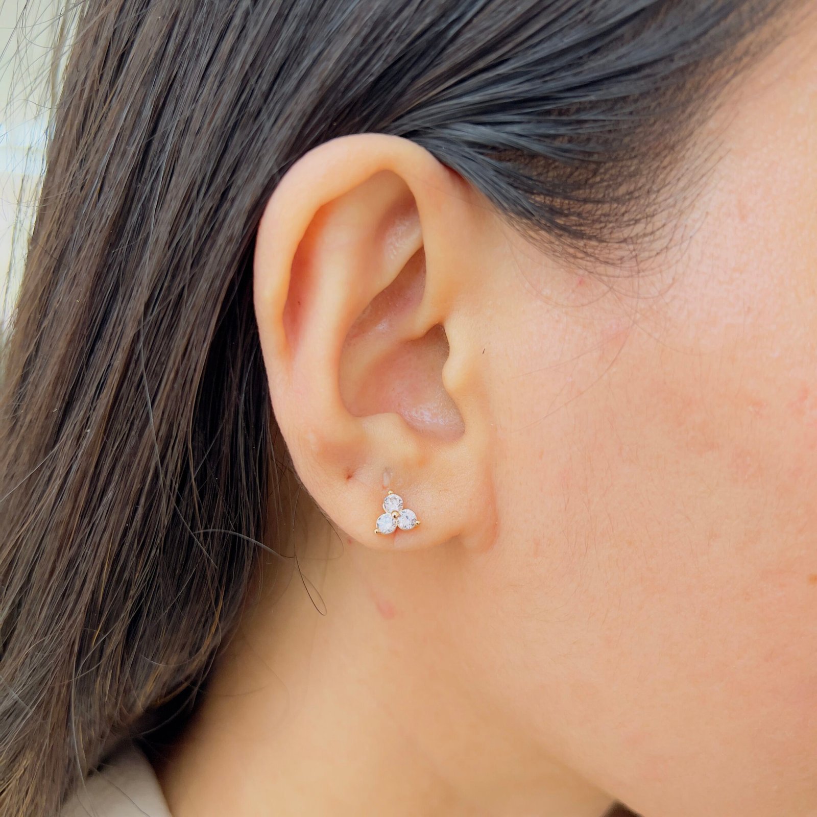 18K Gold Plated Minimal Stone Stud Earrings for Daily Wear