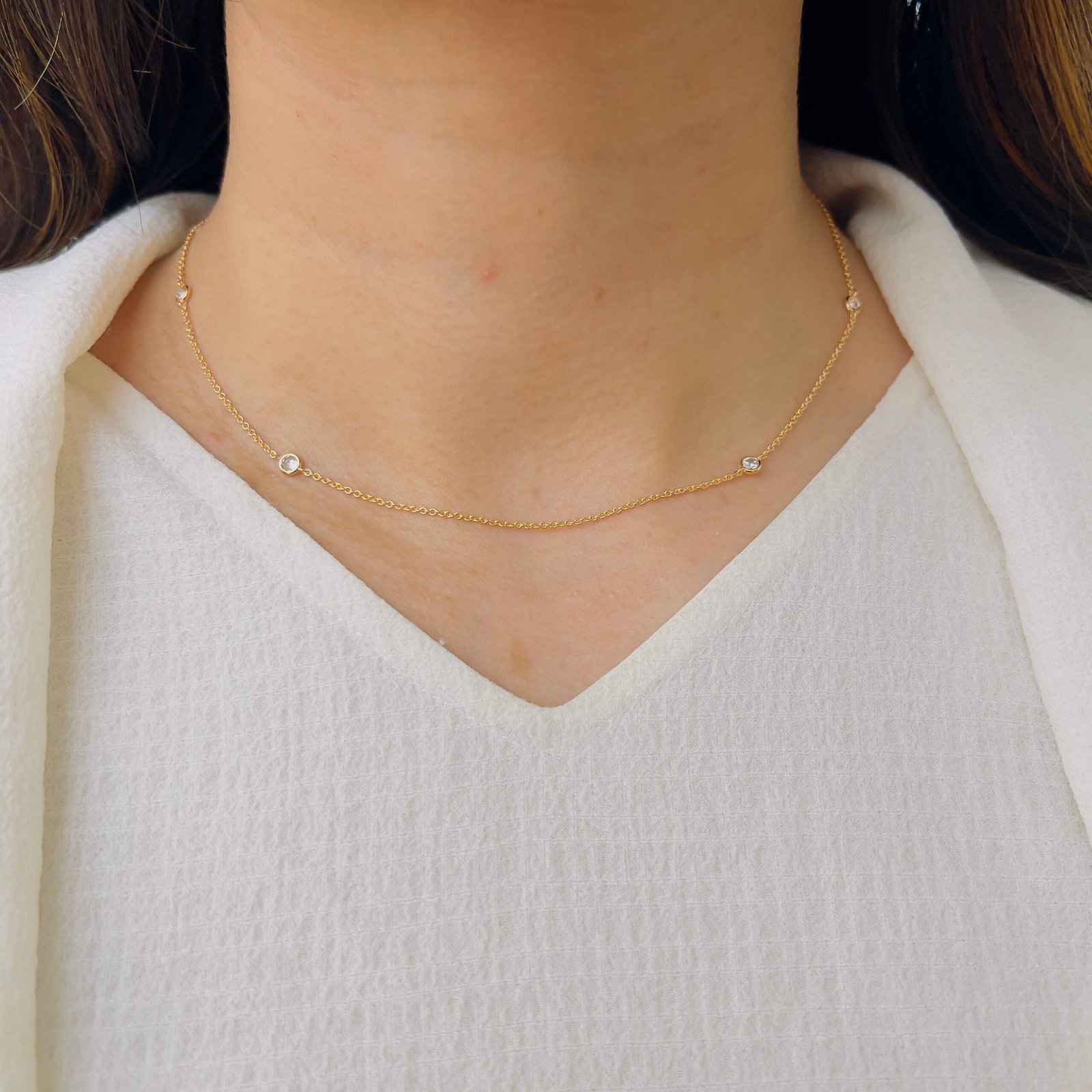 18K Gold Plated Minimal Chain with Subtle Stone Accents - Image 2