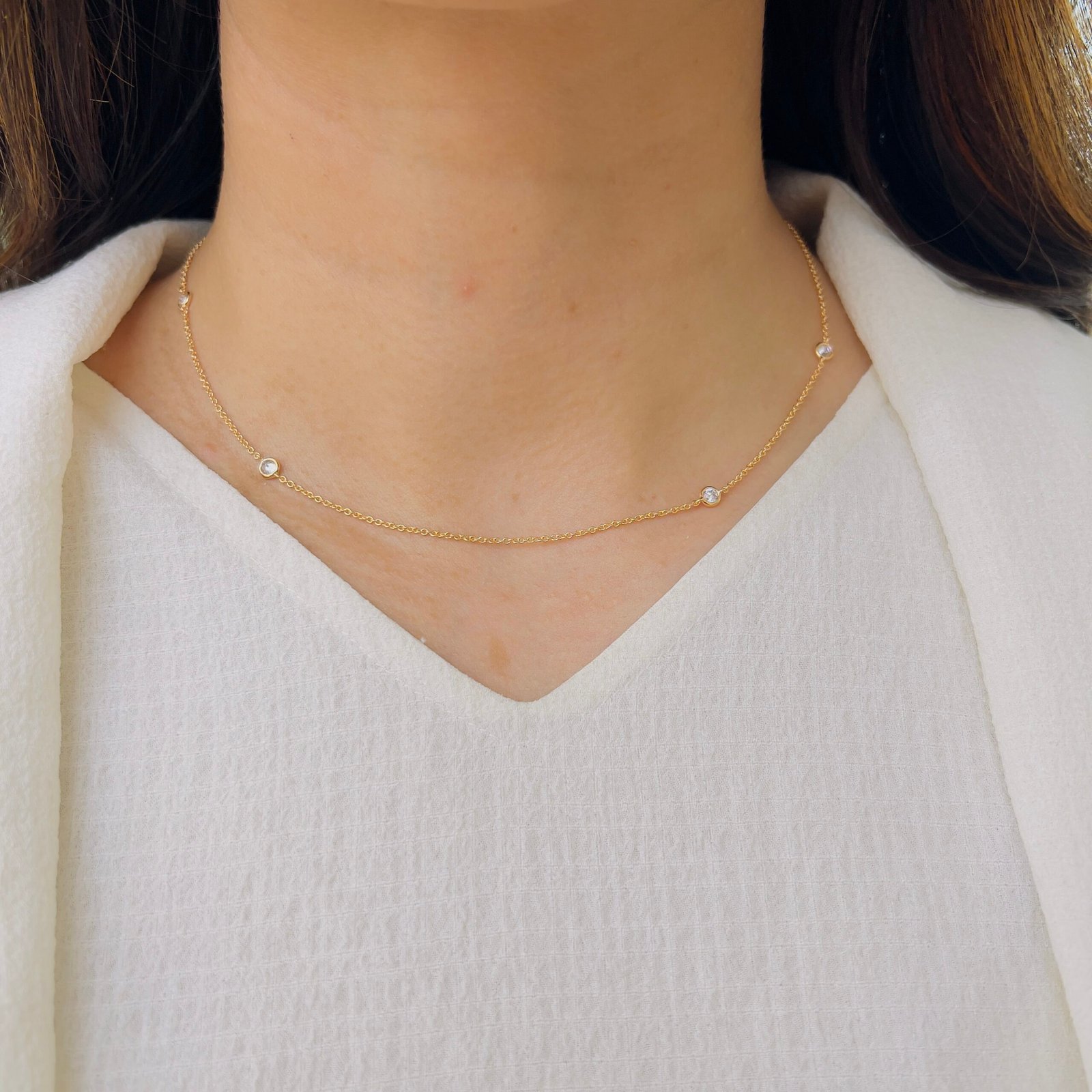 18K Gold Plated Minimal Chain with Subtle Stone Accents