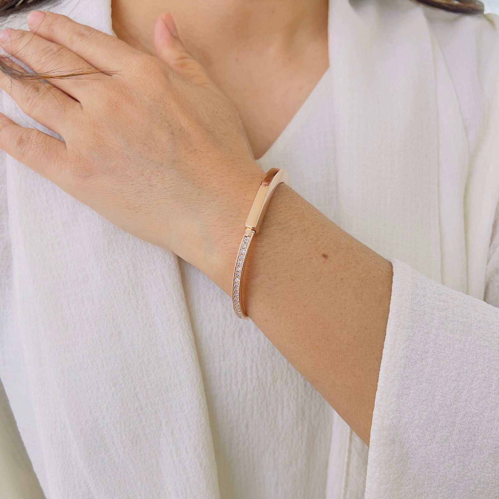 Modern 18K Rose Gold Plated Bracelet with Anti Tarnish Coating