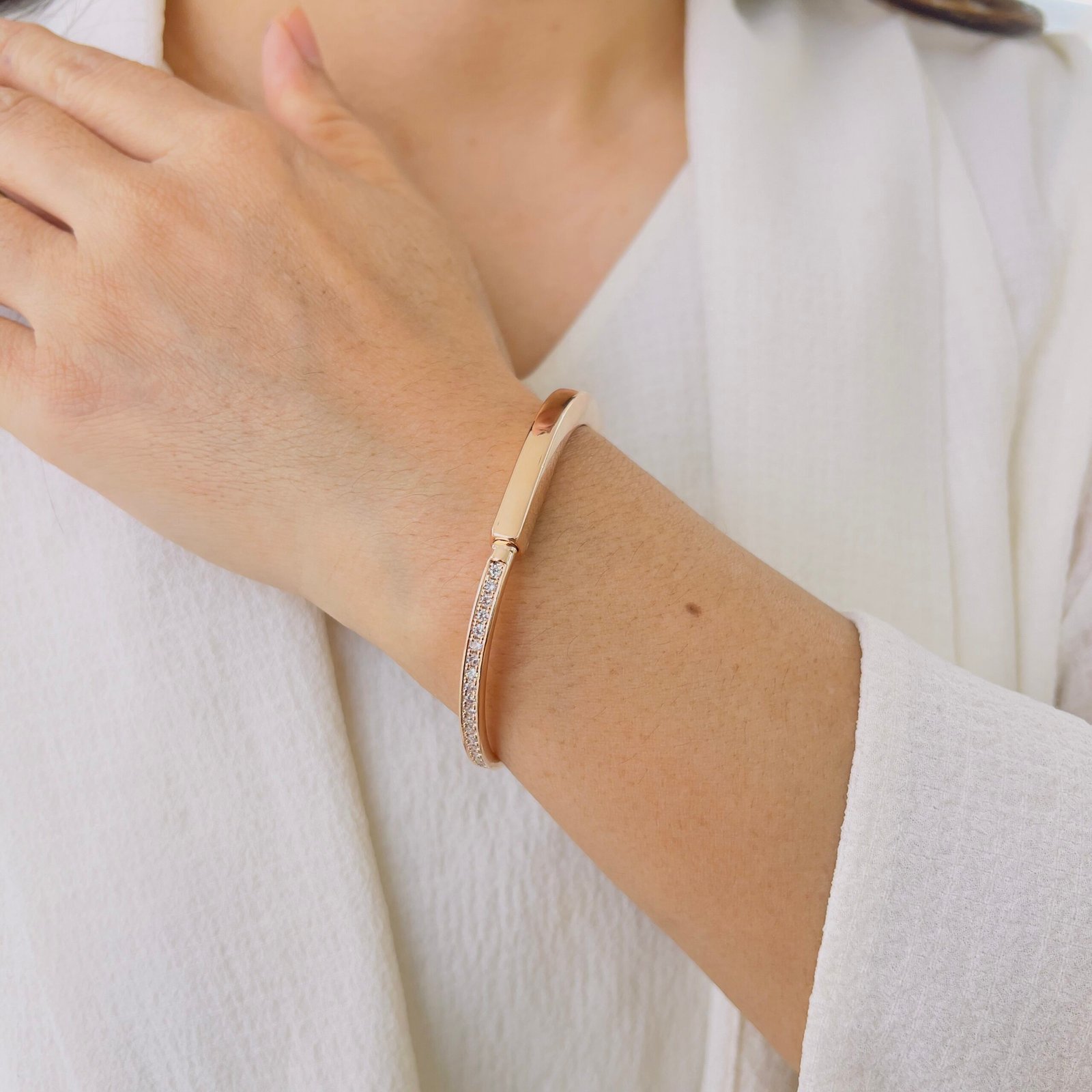 Modern 18K Rose Gold Plated Bracelet with Anti Tarnish Coating - Image 3