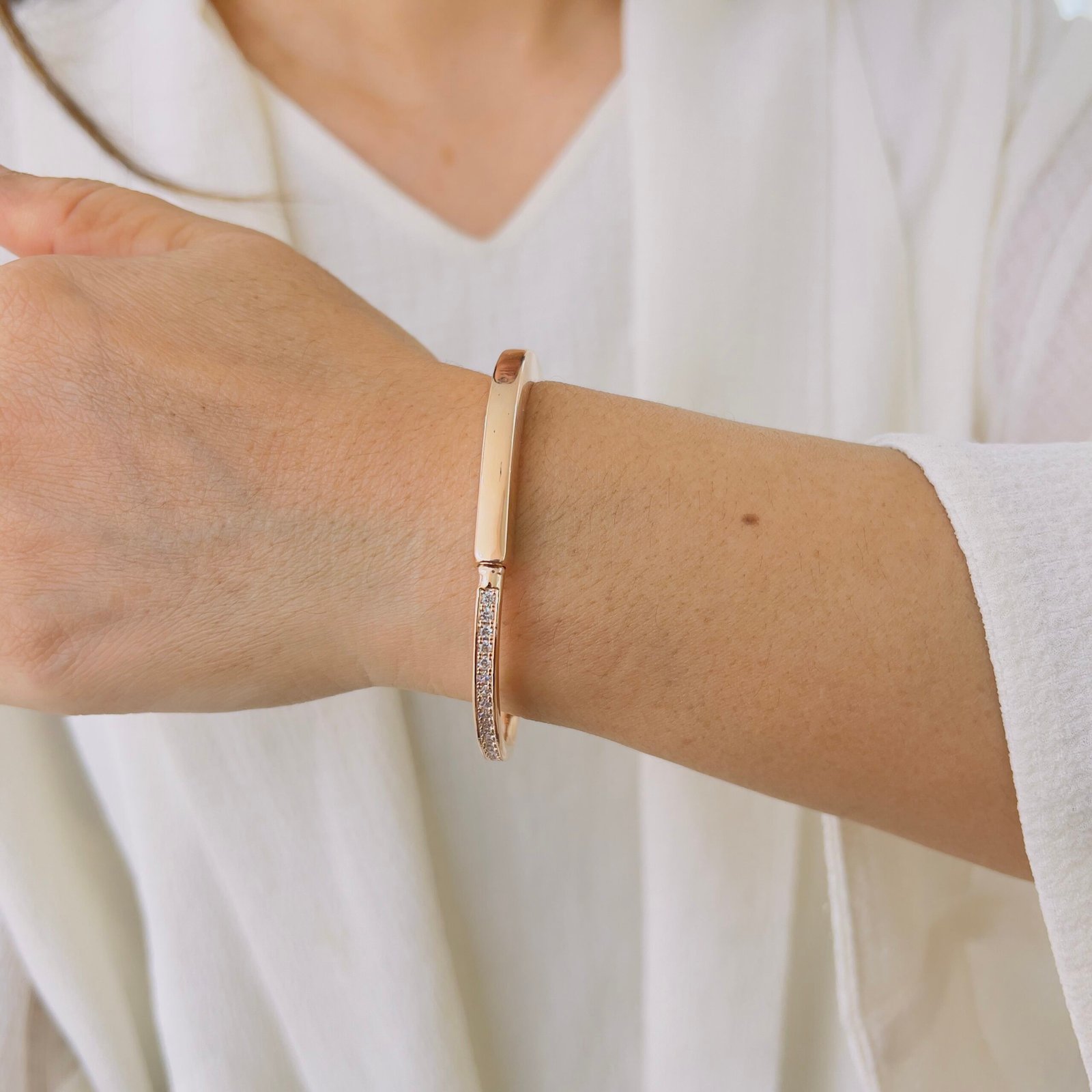 Modern 18K Rose Gold Plated Bracelet with Anti Tarnish Coating - Image 2