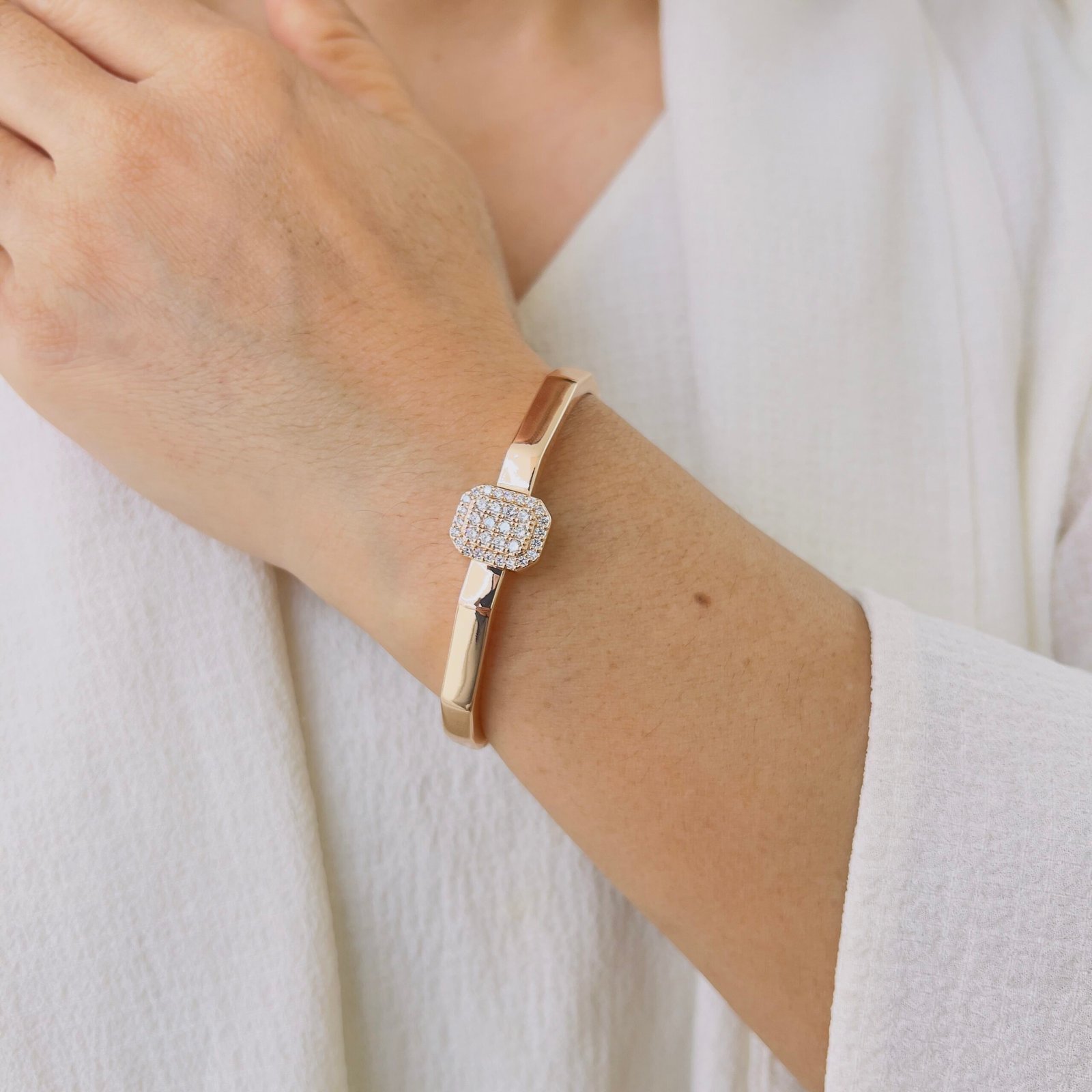 Minimal 18K Rose Gold Plated Bracelet for Daily and Office Wear - Image 3