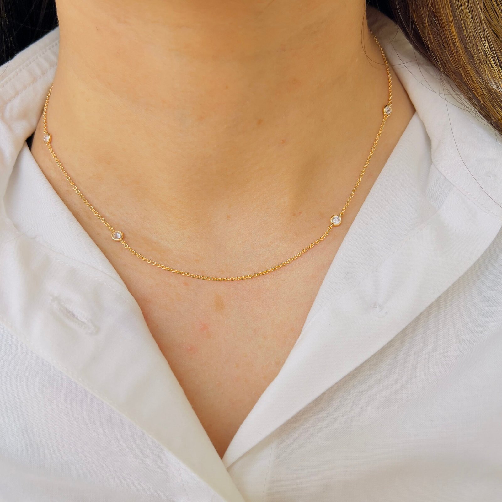 18K Gold Plated Minimal Chain with Subtle Stone Accents - Image 3