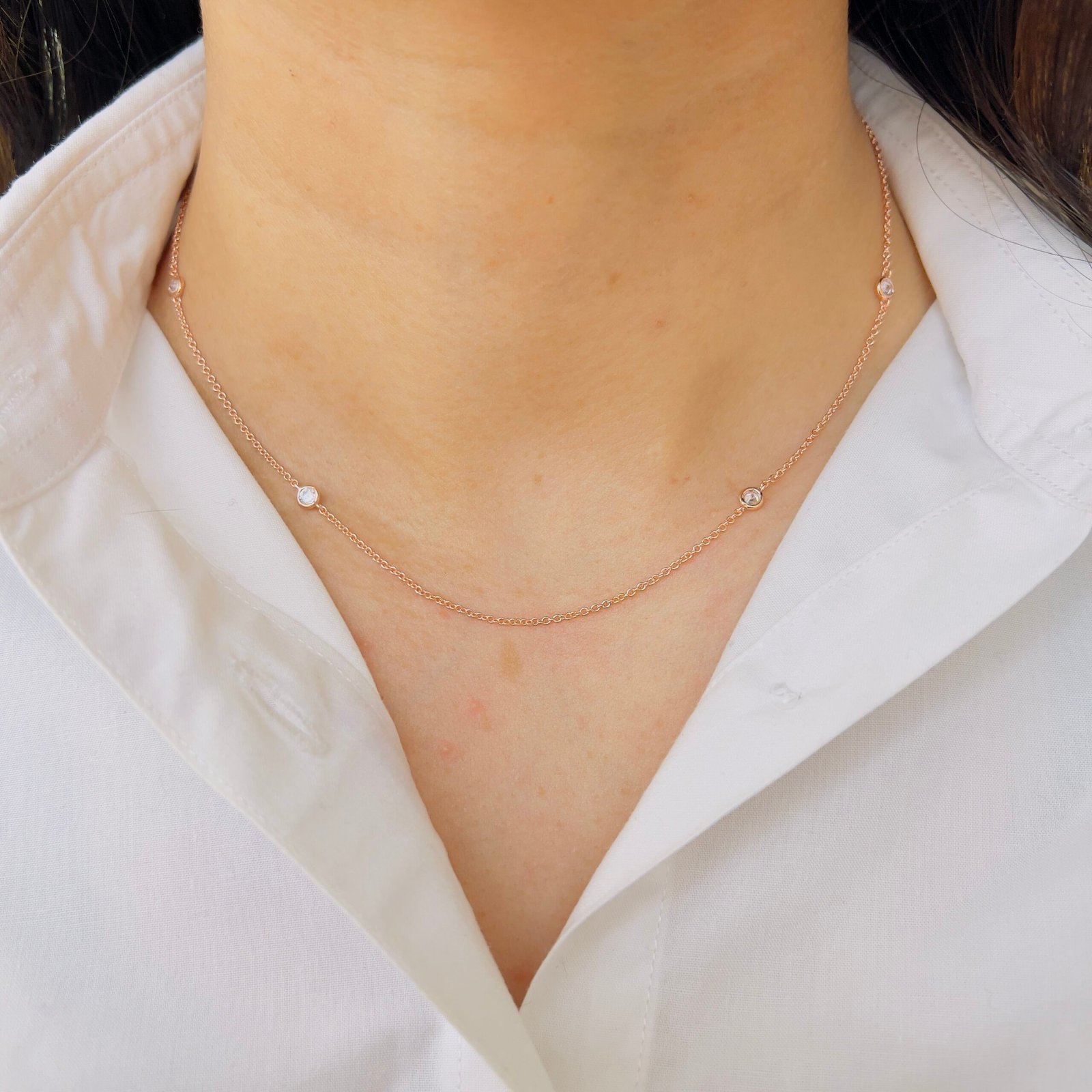 18K Gold Plated Minimal Chain with Subtle Stone Accents - Image 5