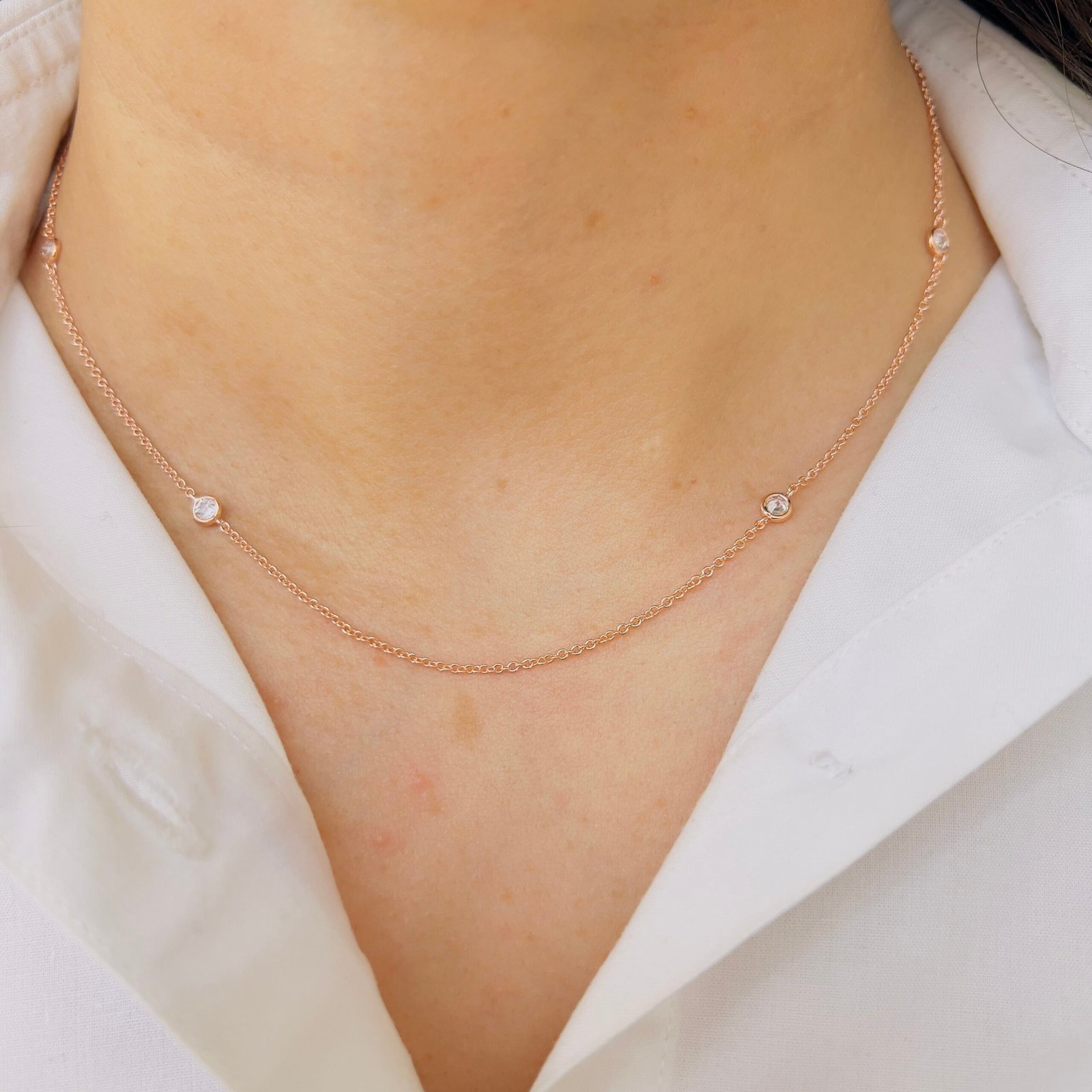 18K Gold Plated Minimal Chain with Subtle Stone Accents - Image 4