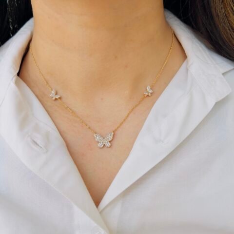 18K Gold Plated Butterfly Charm Chain for Daily and Office Wear