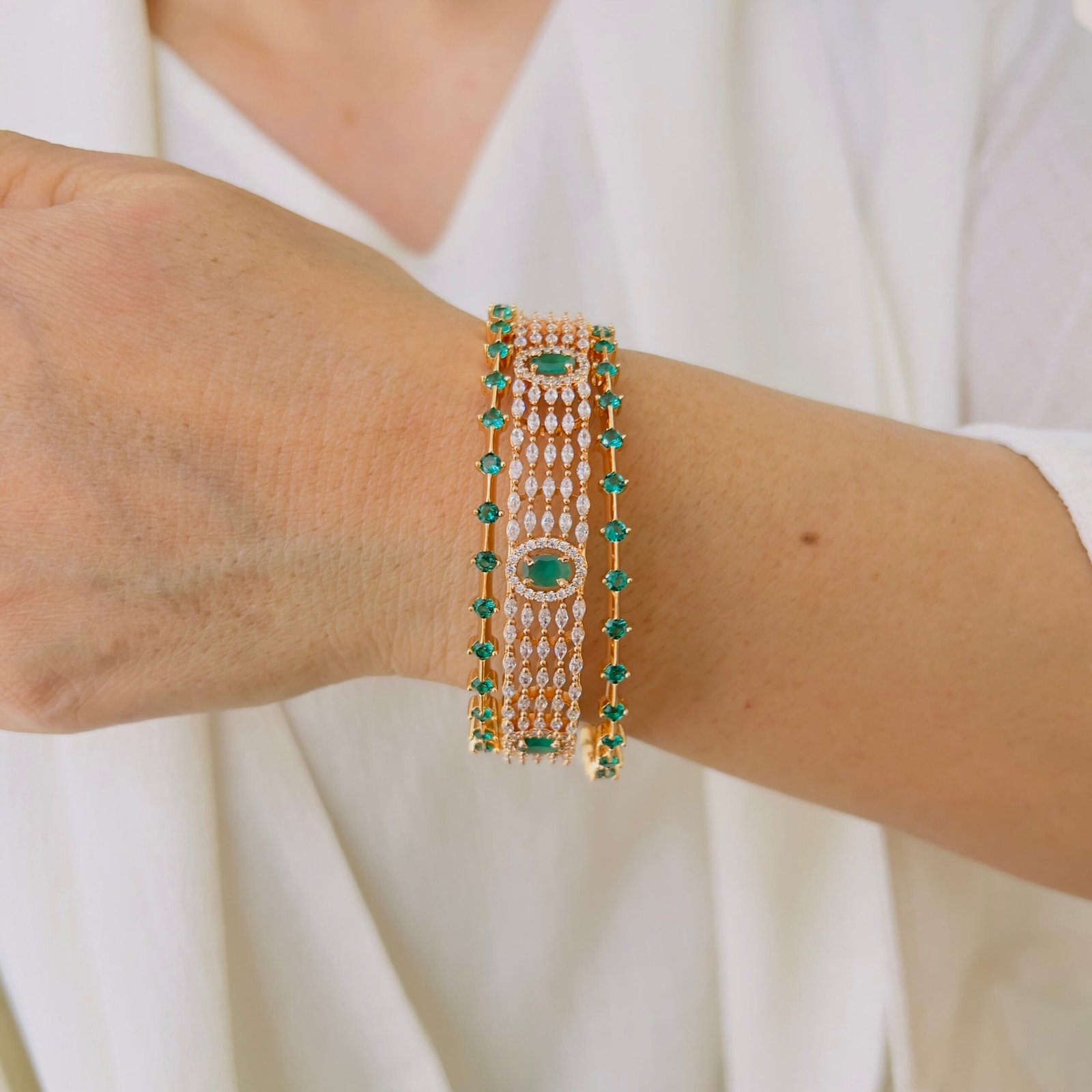 Graceful Diamond-Style Gold Plated Designer Bangle - Image 2