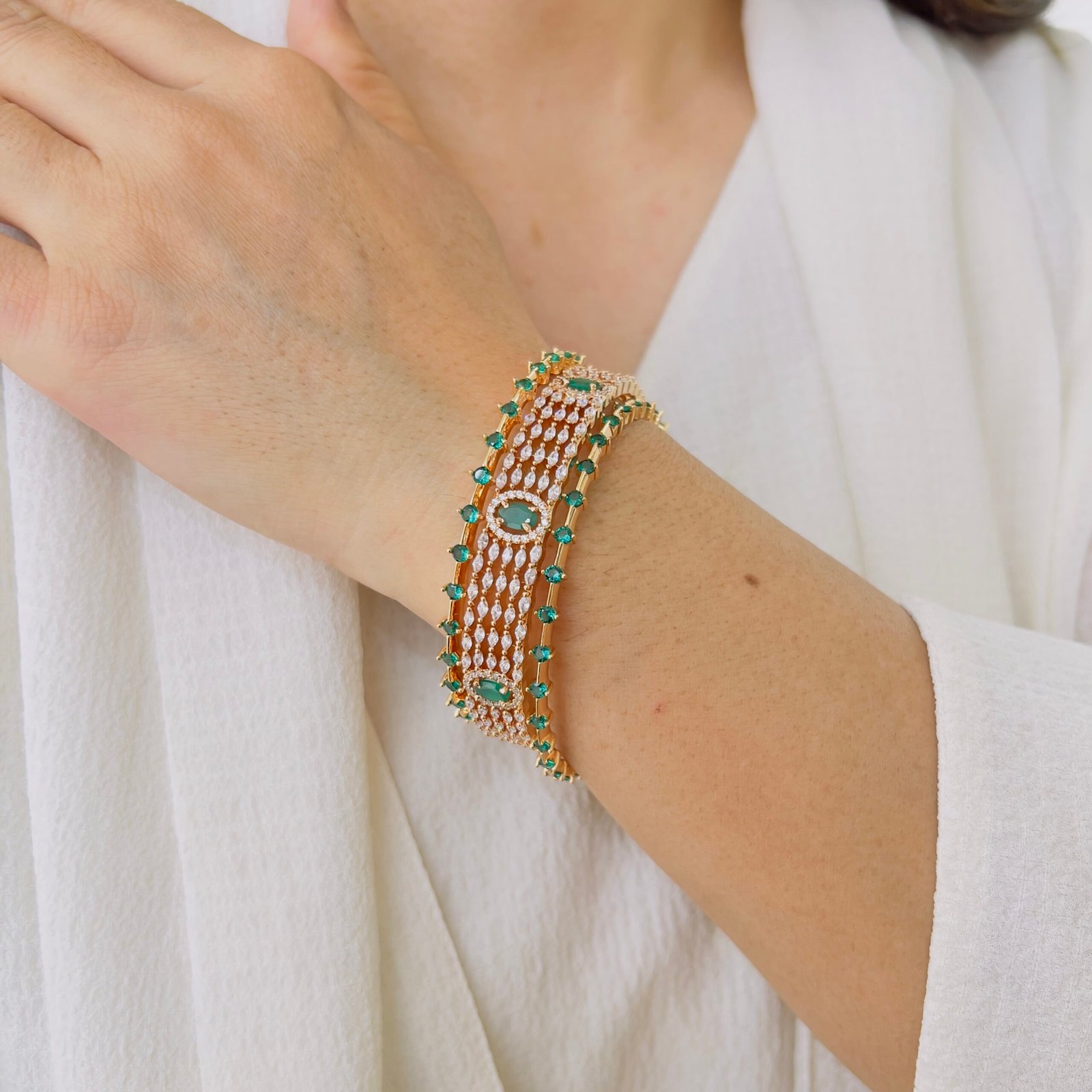 Graceful Diamond-Style Gold Plated Designer Bangle - Image 3