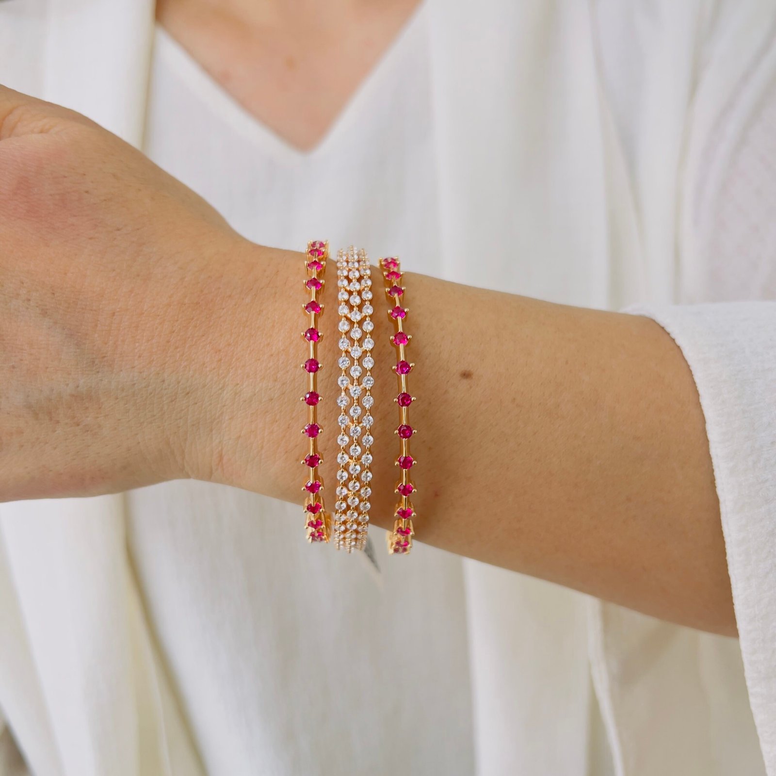 Elegant Traditional Gold Plated Stone Bangle - Image 2