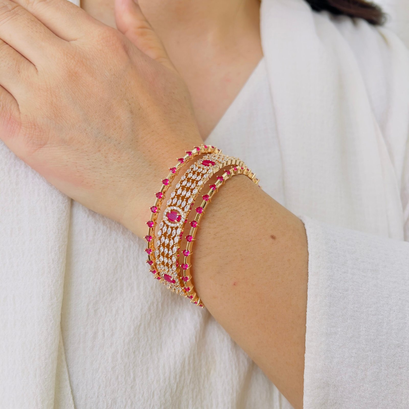 Royal Diamond-Style Gold Plated Bangle - Image 3