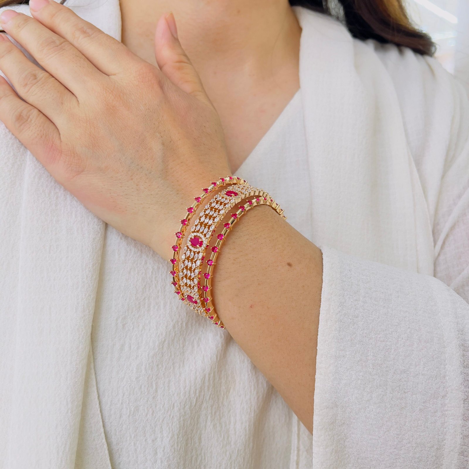 Royal Diamond-Style Gold Plated Bangle