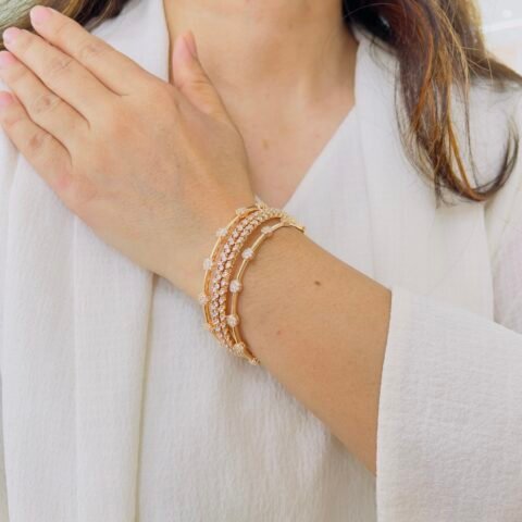 Classic Diamond-Style Gold Finish Bangle