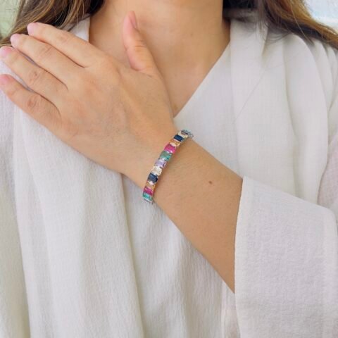Rainbow Emerald-Cut Diamond Bracelet