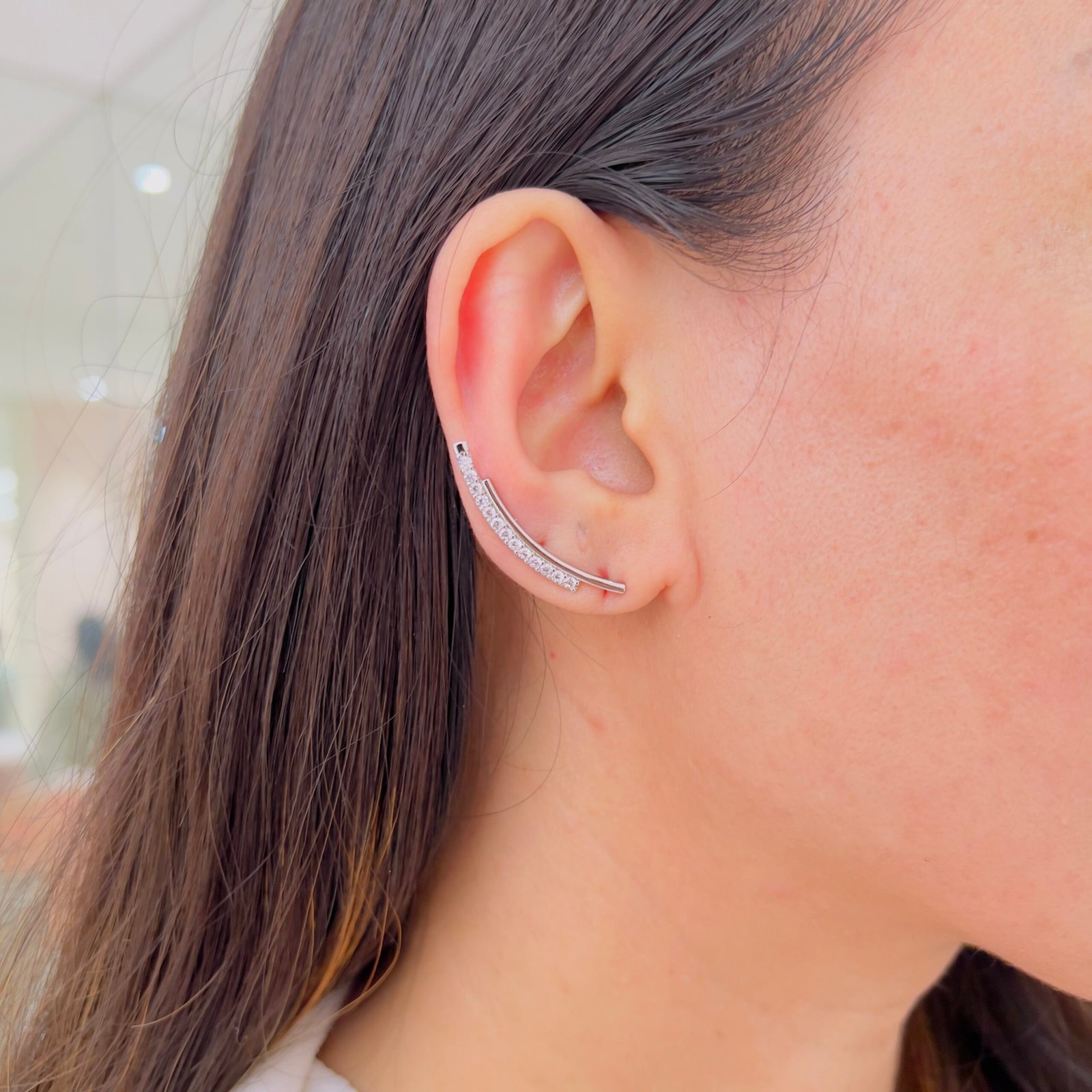 Contemporary Stone 18K Gold Plated Ear Cuff