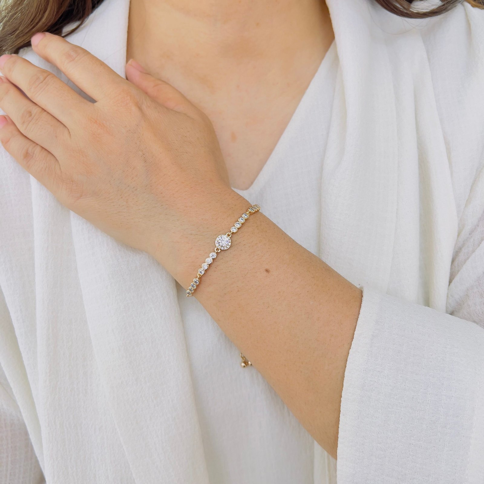 All-Day Shine 18K Gold Plated Stone Bracelet - Image 3