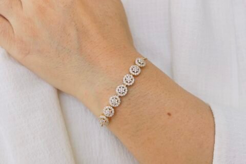 Sleek Finish 18K Gold Plated Stone Bracelet