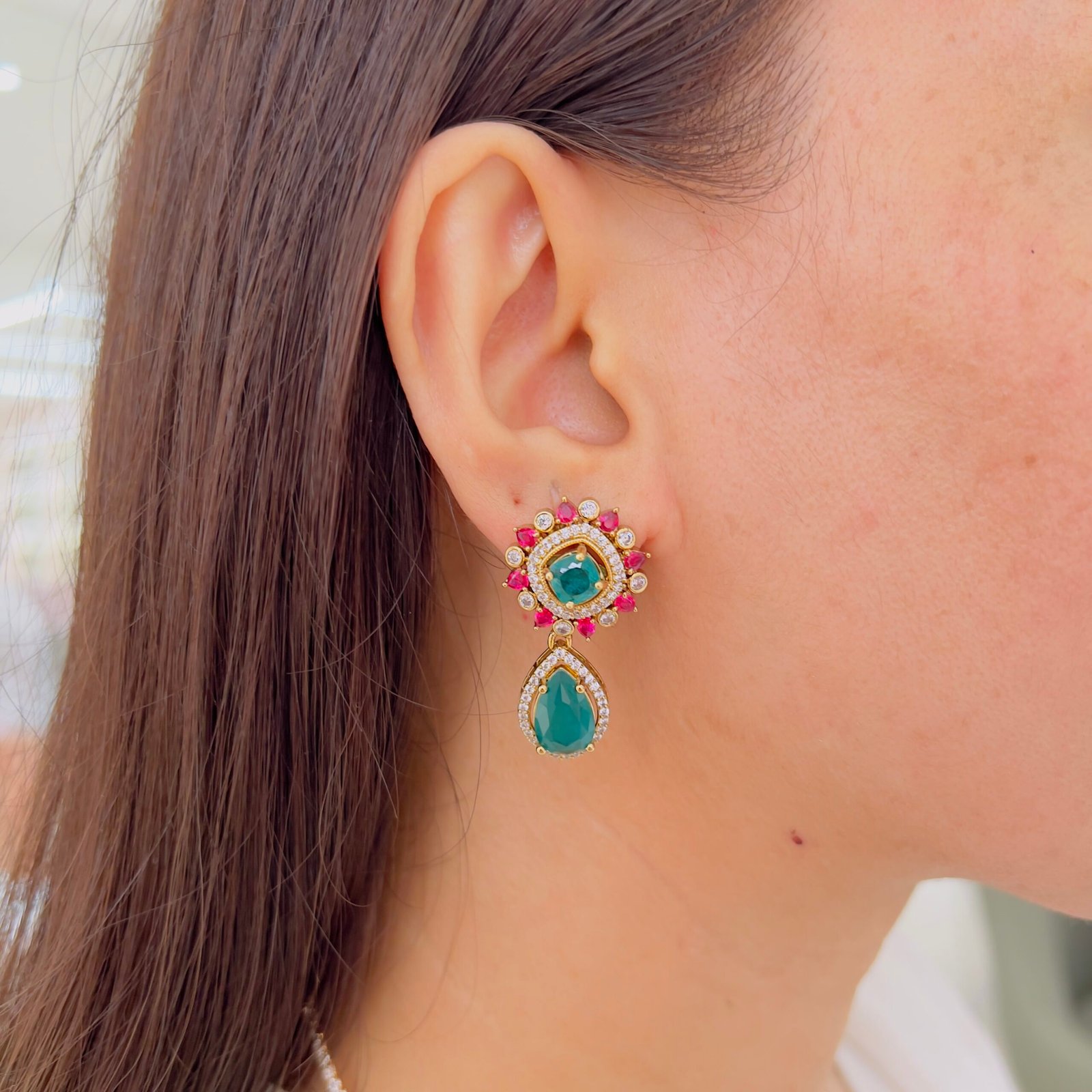 Victorian Dual-Tone Green Pendant Set - Image 6