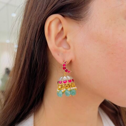 Royal Crescent Jadau Jhumka Earrings