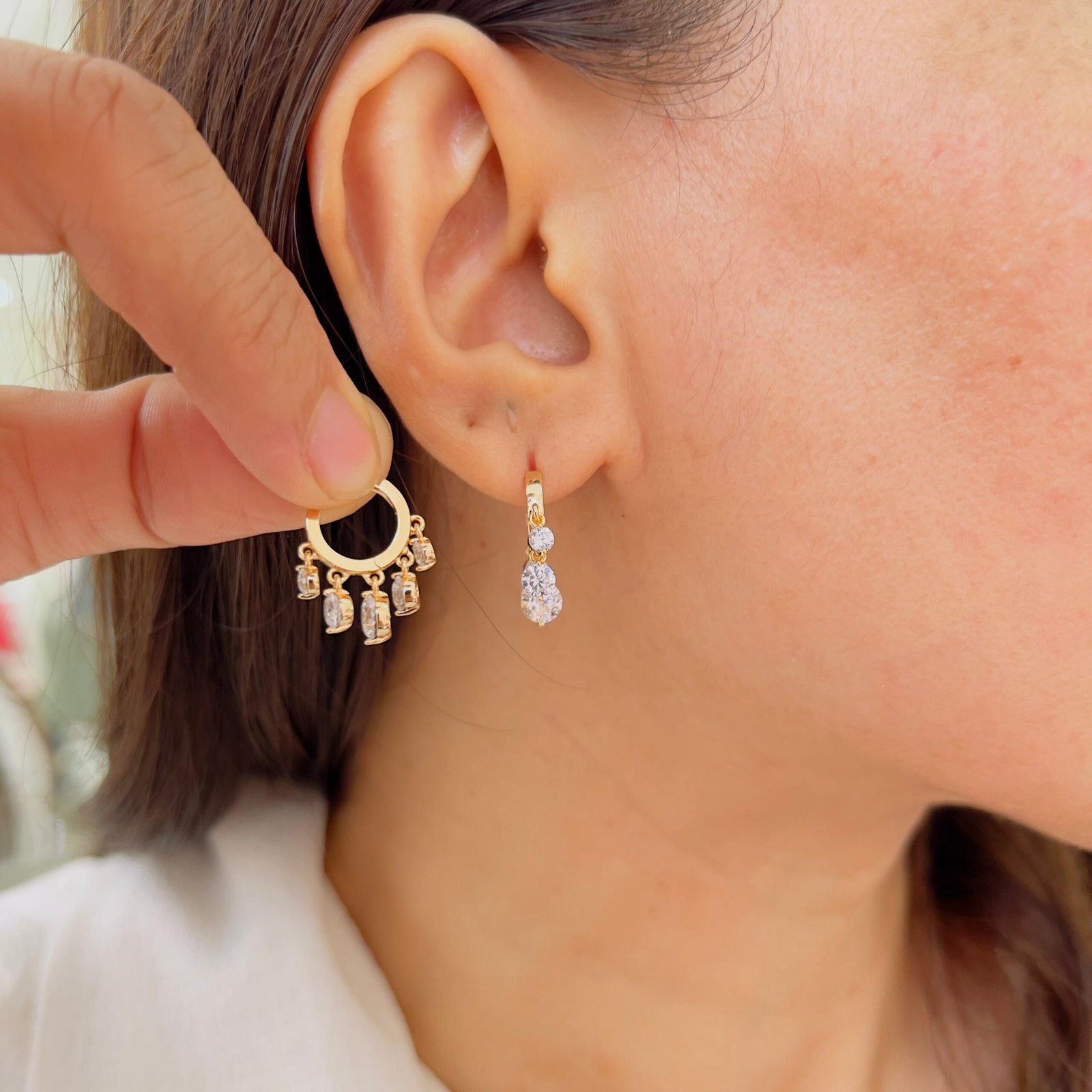 Everyday Elegance 18K Gold Plated Multistone Earrings - Image 2