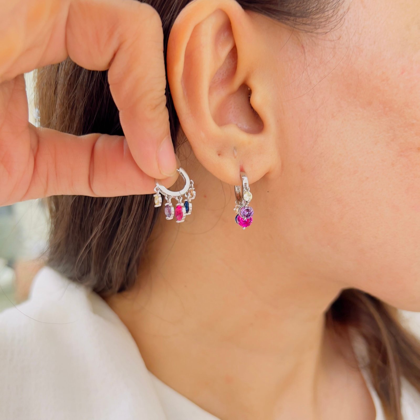 Elegant Multicolour Silver Polish Daily Wear Earrings - Image 2