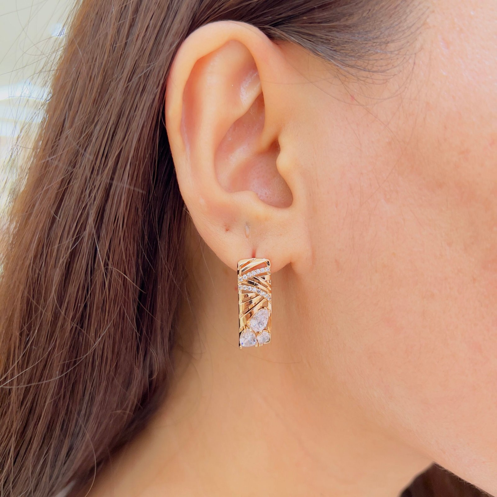 18-carat gold-plated with American diamond bali for casual wear