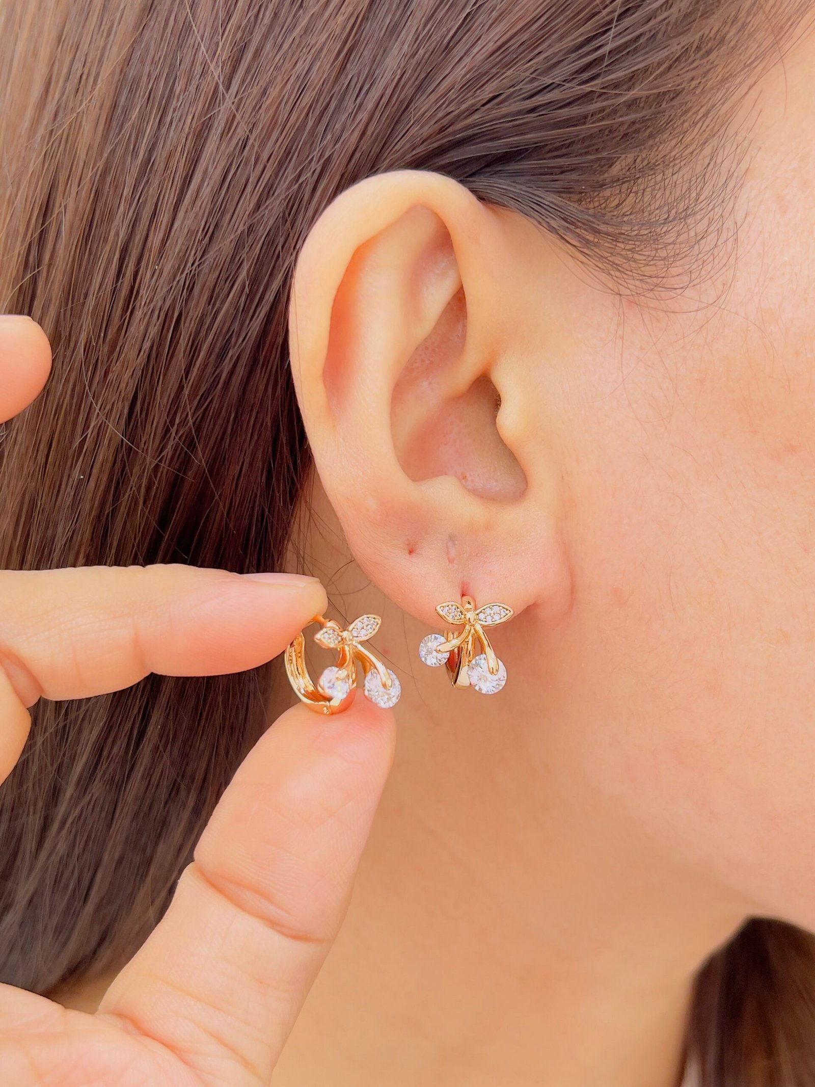 Handcrafted 18 car gold plated Bali with micro stones for daily wear