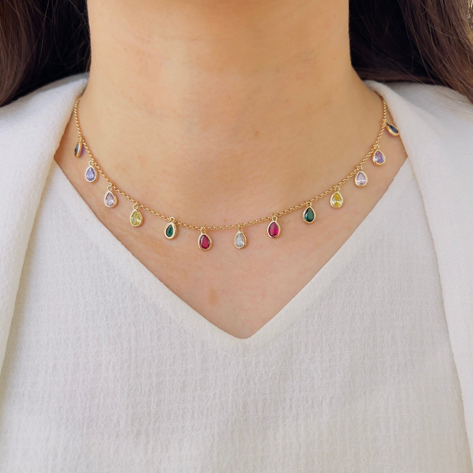 Minimal Color Stone Chain for Everyday Style - Image 2