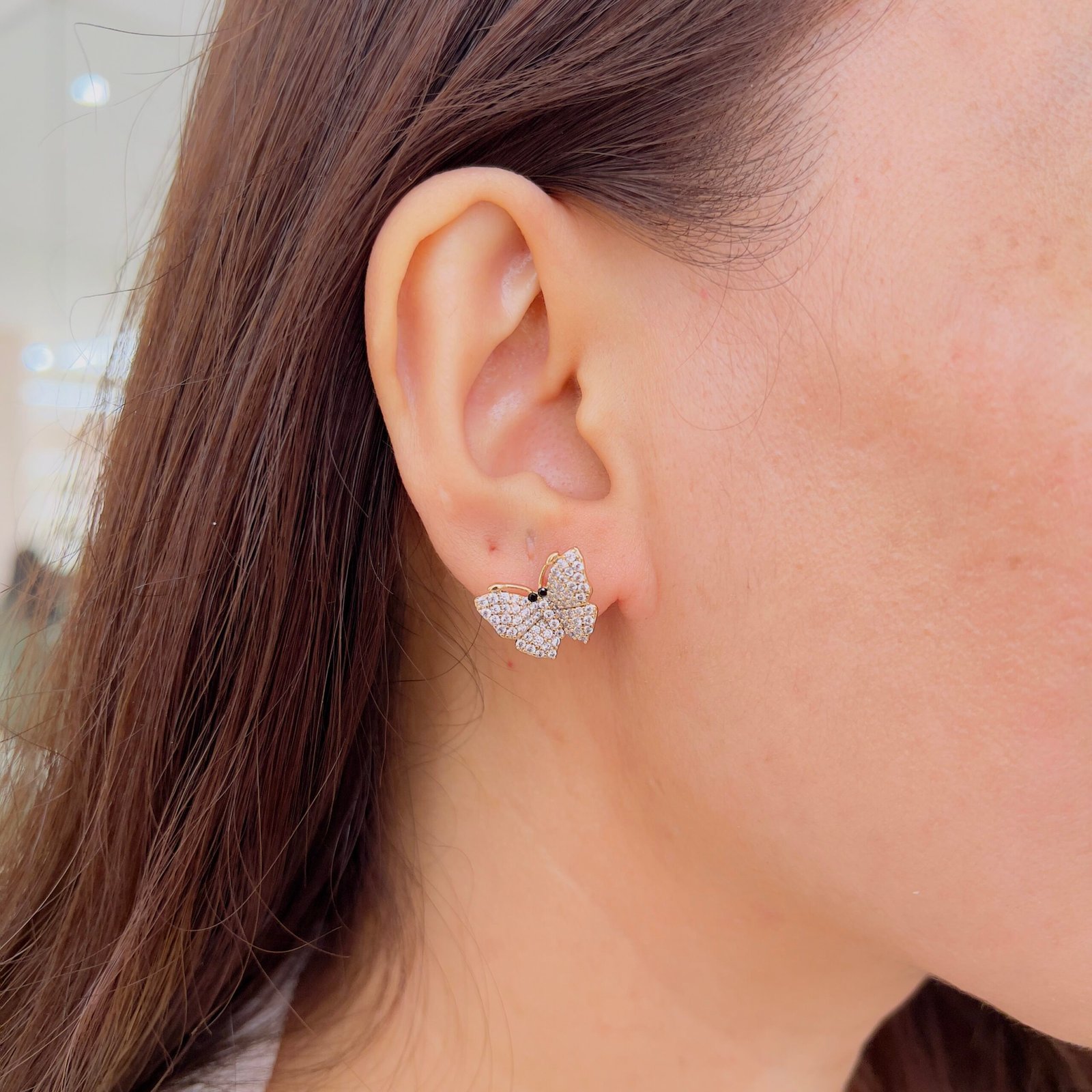 Shimmering Butterfly Charm Studs
