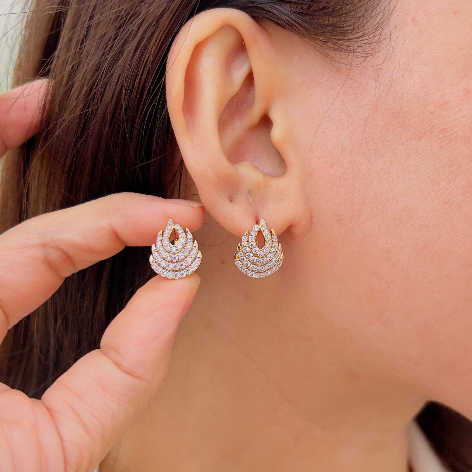 Daily Wear Earrings in 18K Gold Plating – Lightweight & Anti Tarnish - Image 2