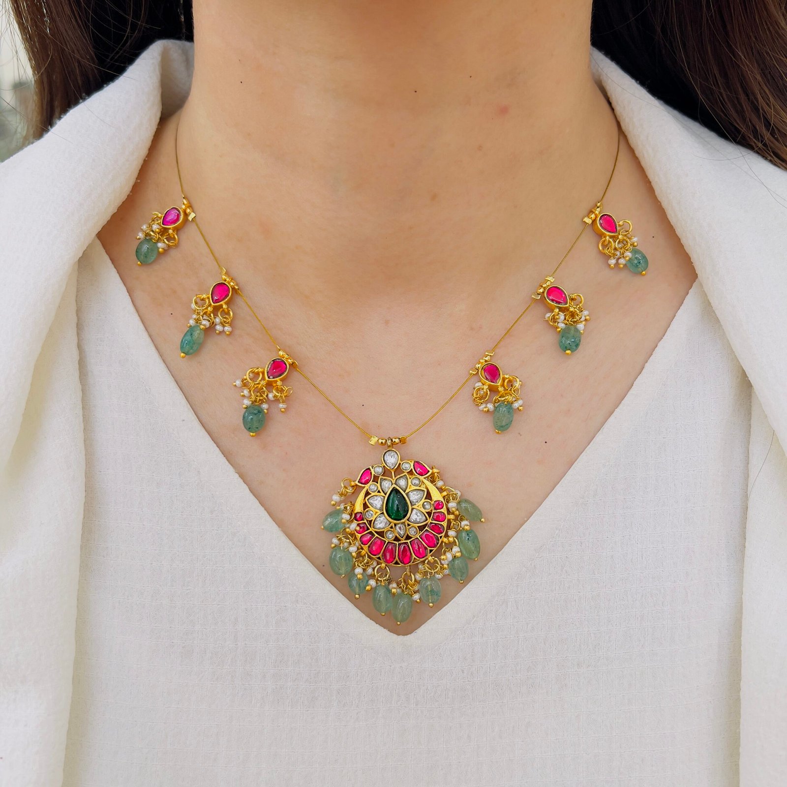 Graceful Traditional Pendant on Invisible Chain - Image 2