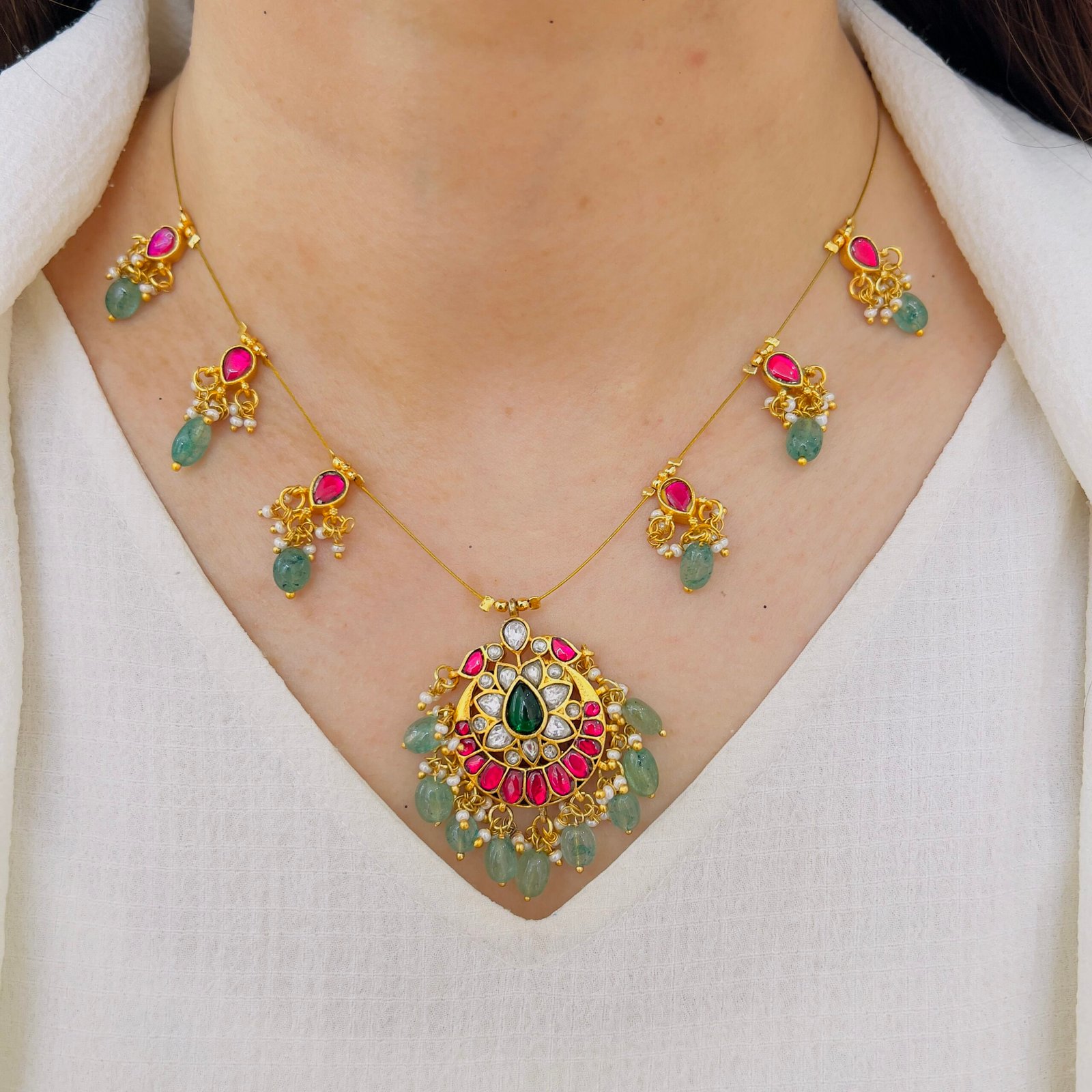 Graceful Traditional Pendant on Invisible Chain