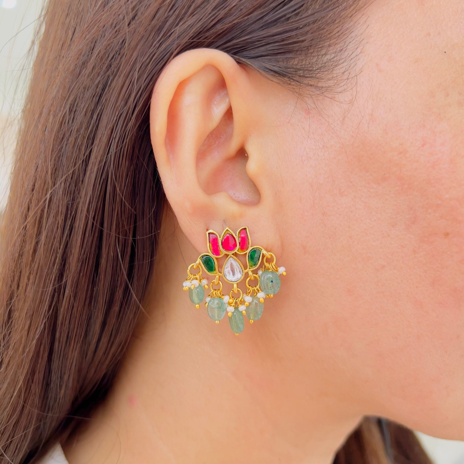 Elegant Jadau Stud Earrings for Festive Grace