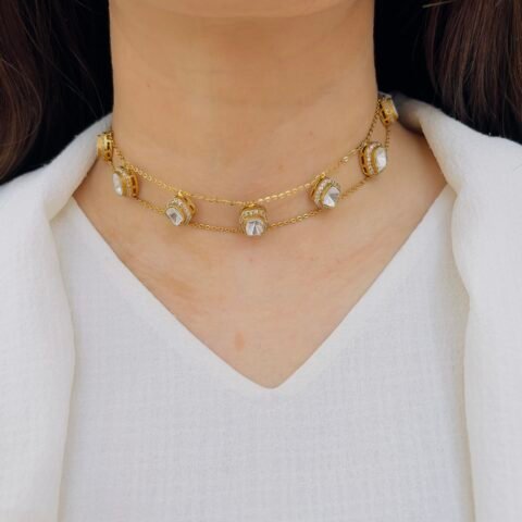 Victorian-Inspired Crystal Choker Set with Classic Stud Earrings