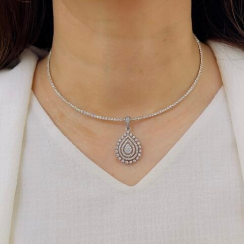 Sparkling Diamond Charm Pendant Set